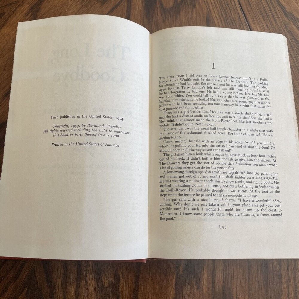 Raymond Chandler THE LONG GOODBYE Houghton Mifflin 1954 Hardcover Book DAMAGED - Picture 7 of 9